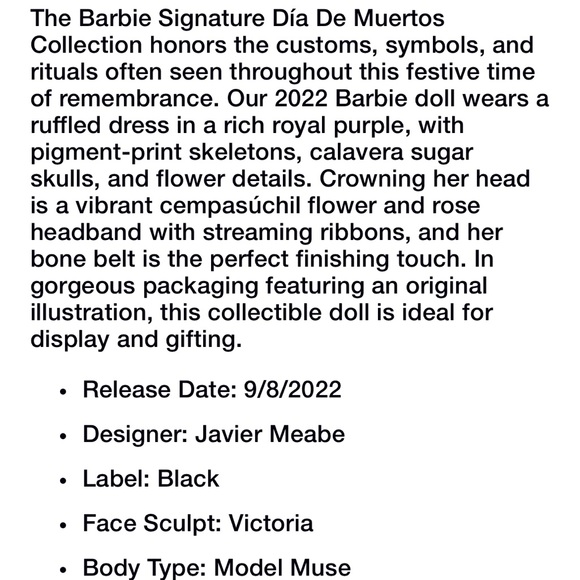 BARBIE Signature 2022 Día de Muertos Doll - Picture 7 of 7